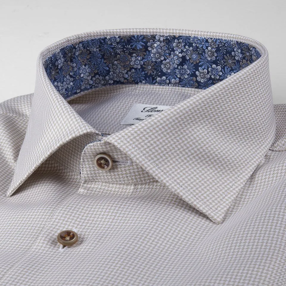 Stenströms-  Houndstooth Shirt-Beige