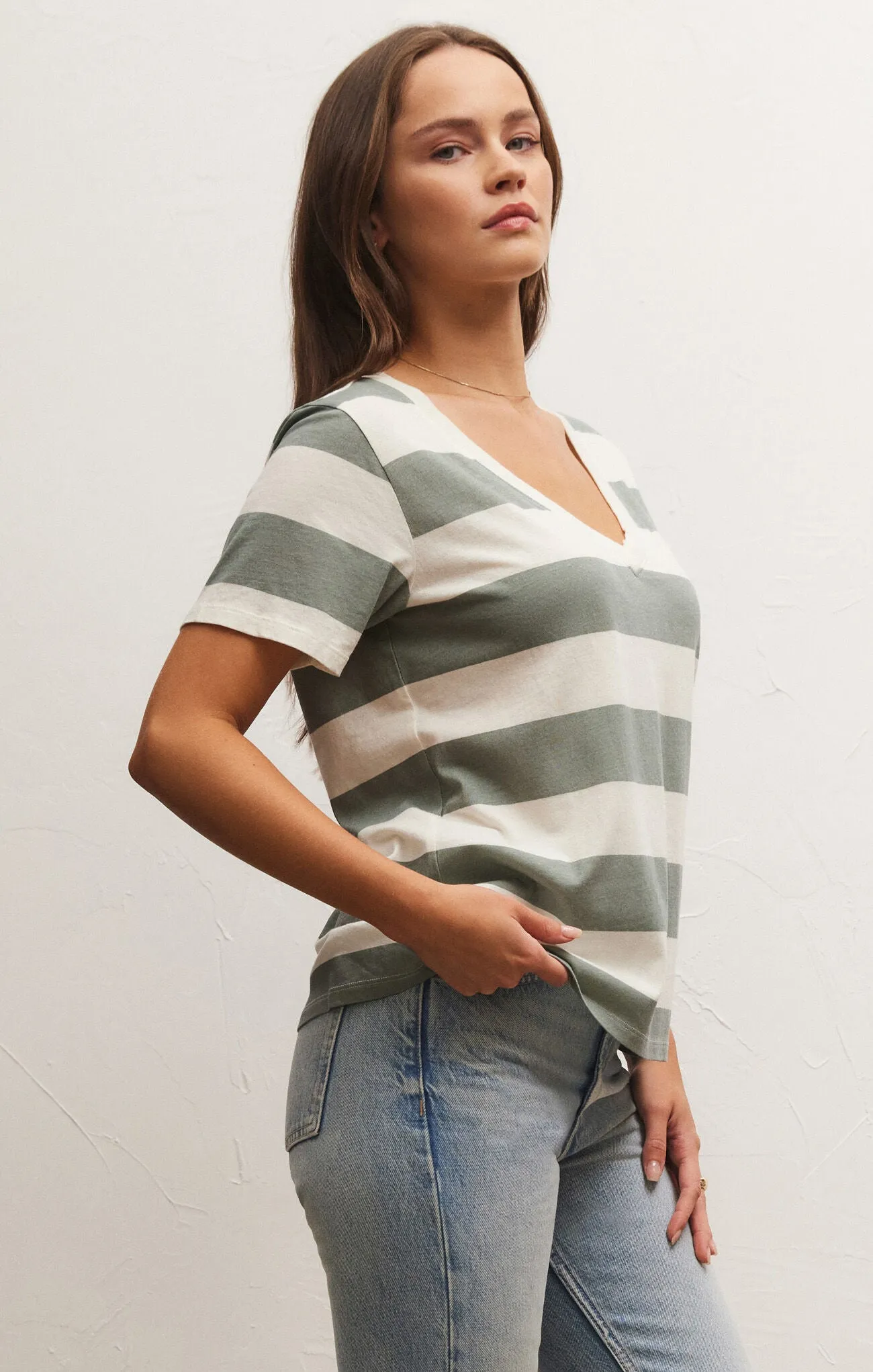Stripe Girlfriend V-Neck Tee
