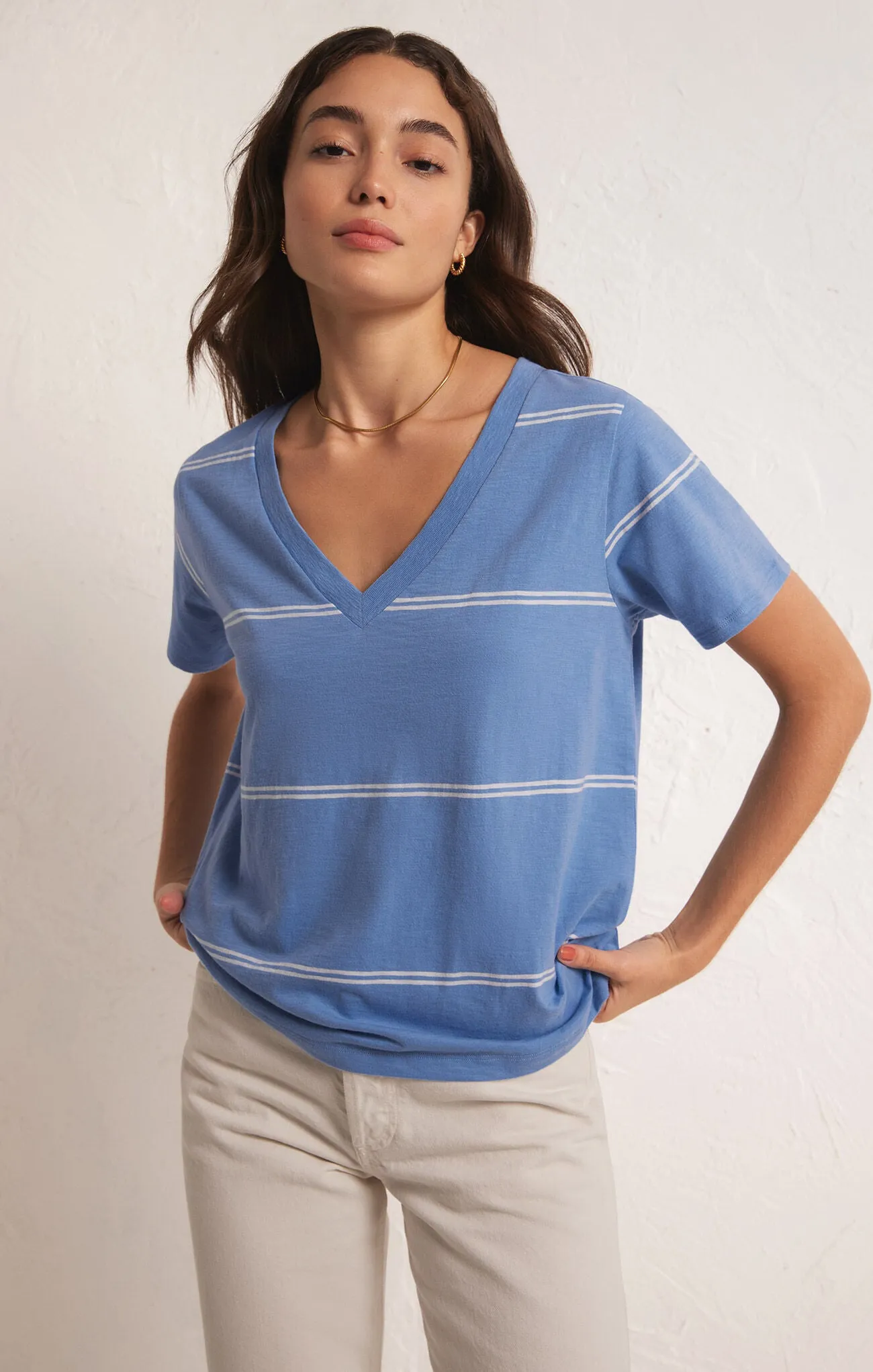Stripe Girlfriend V-Neck Tee