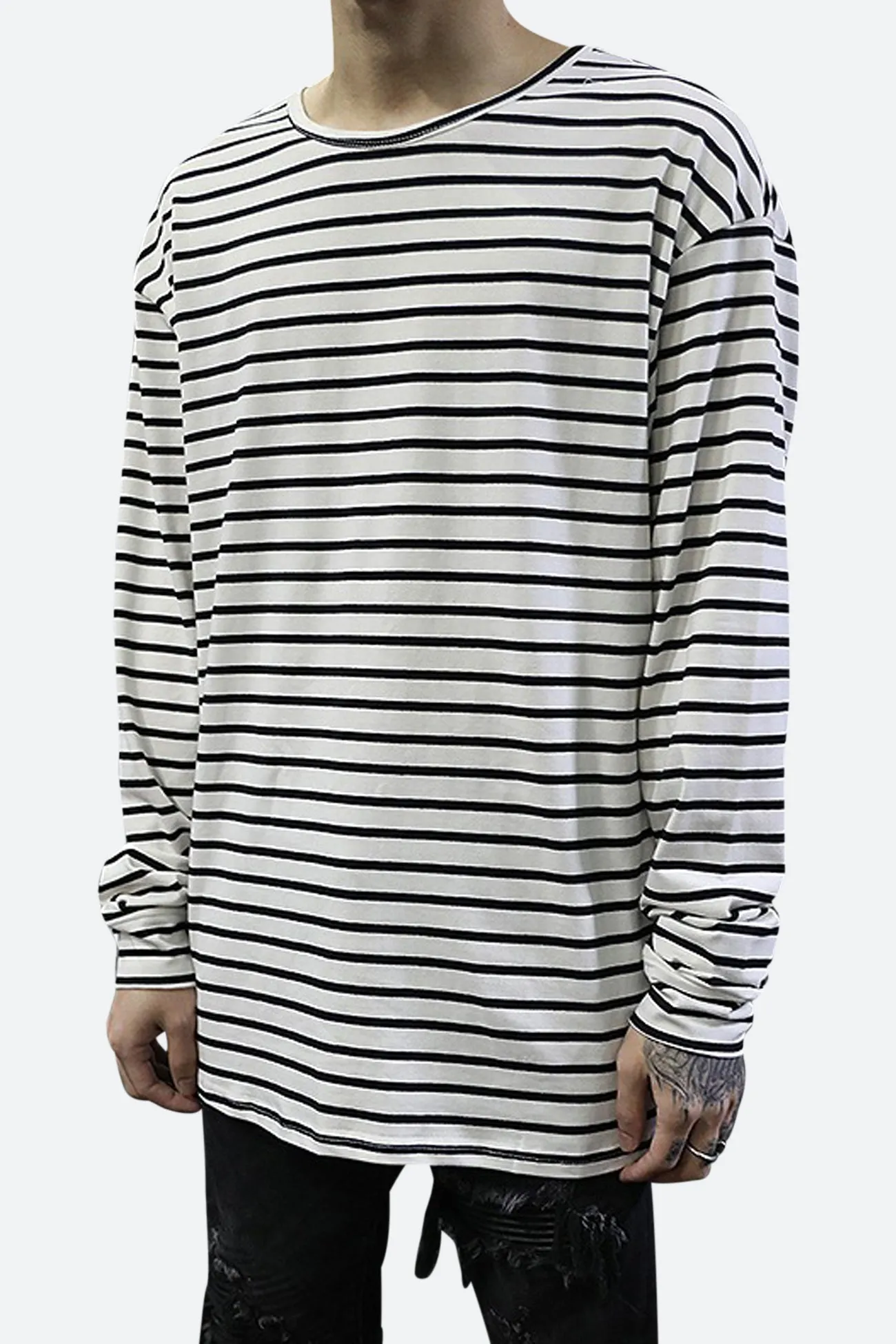 Striped L/S White