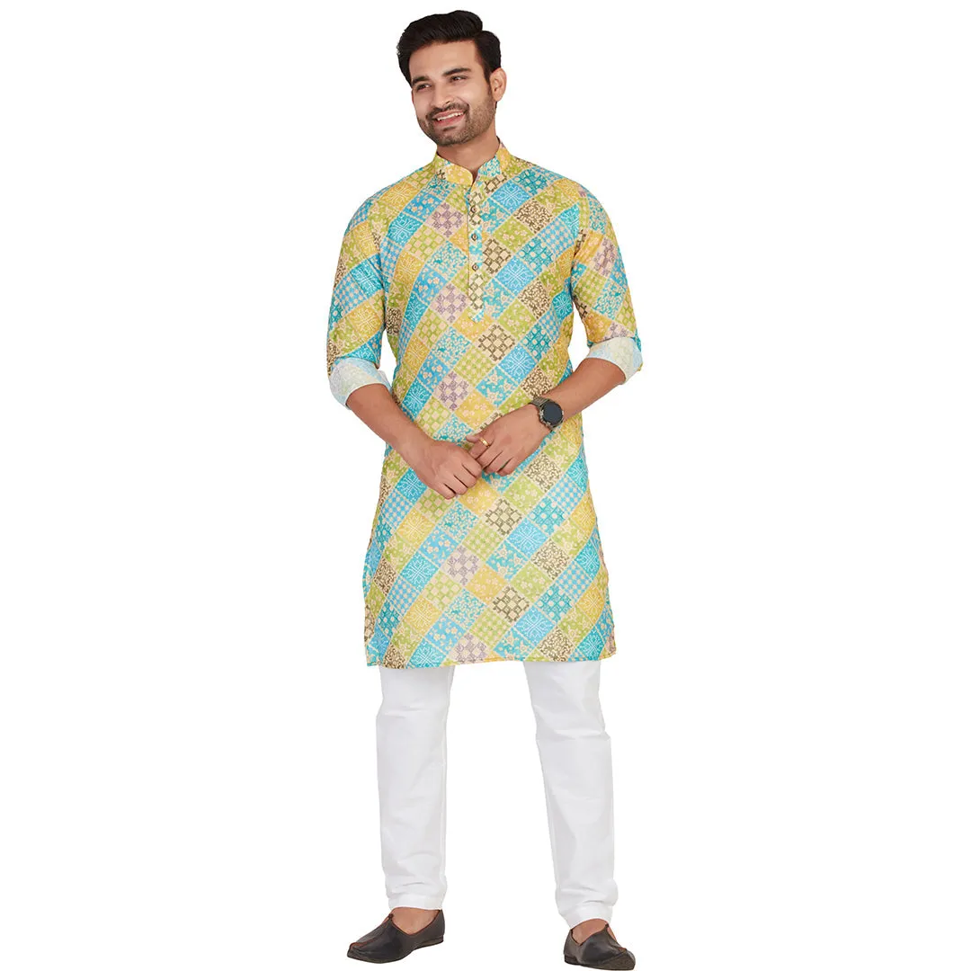 Style Sunlit Yellow Patch Kurta for Men