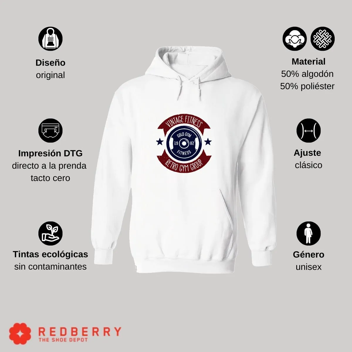 Sudadera Hombre  Hoodie Gym Ejercicio Fitness GF1020