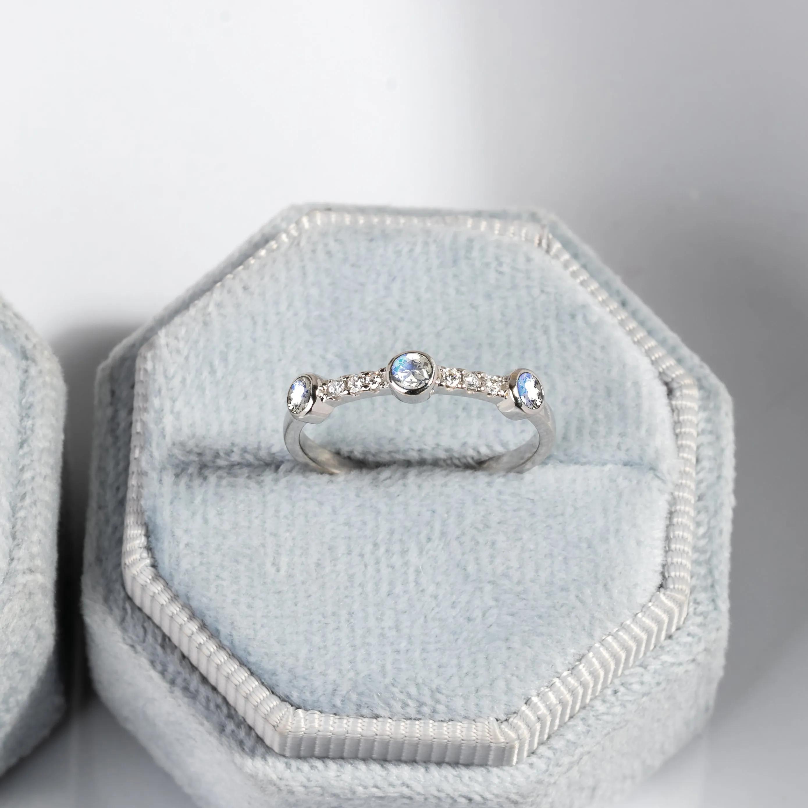 Sunlit Moonstone Diamond Ring