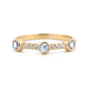 Sunlit Moonstone Diamond Ring