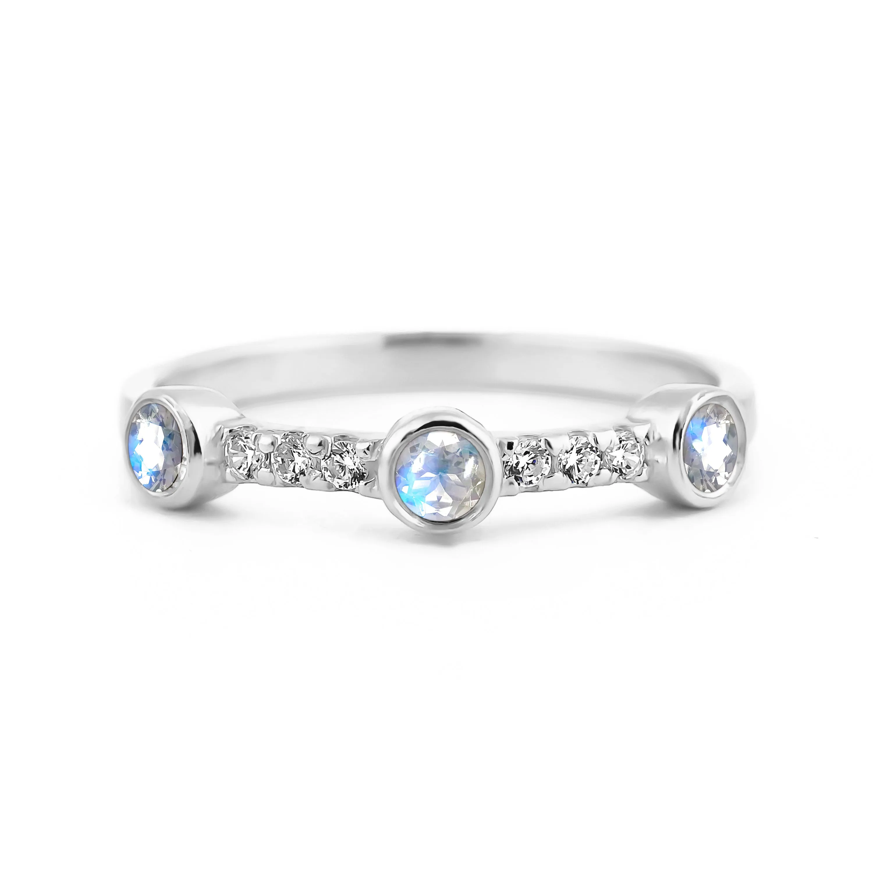 Sunlit Moonstone Diamond Ring