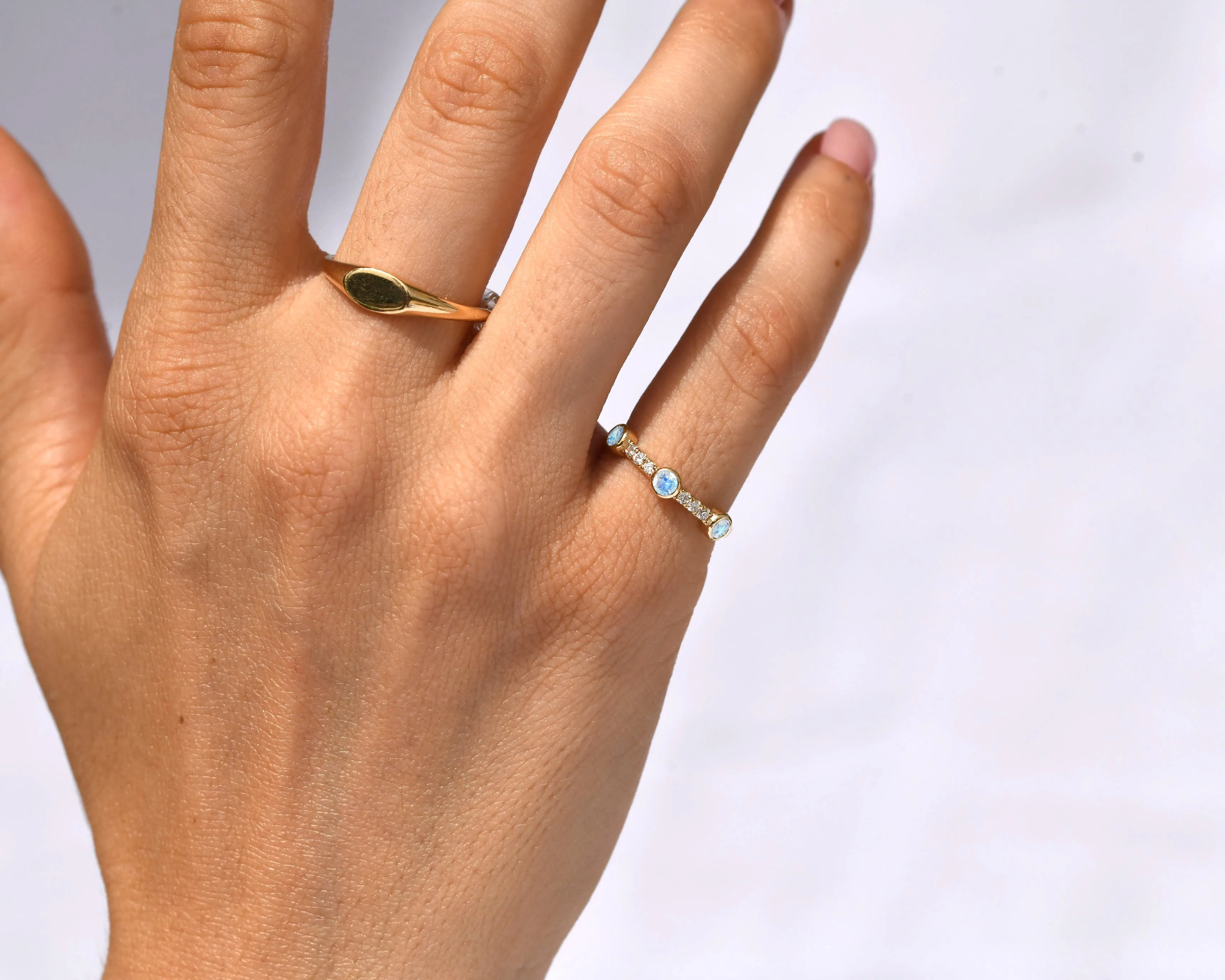 Sunlit Moonstone Diamond Ring