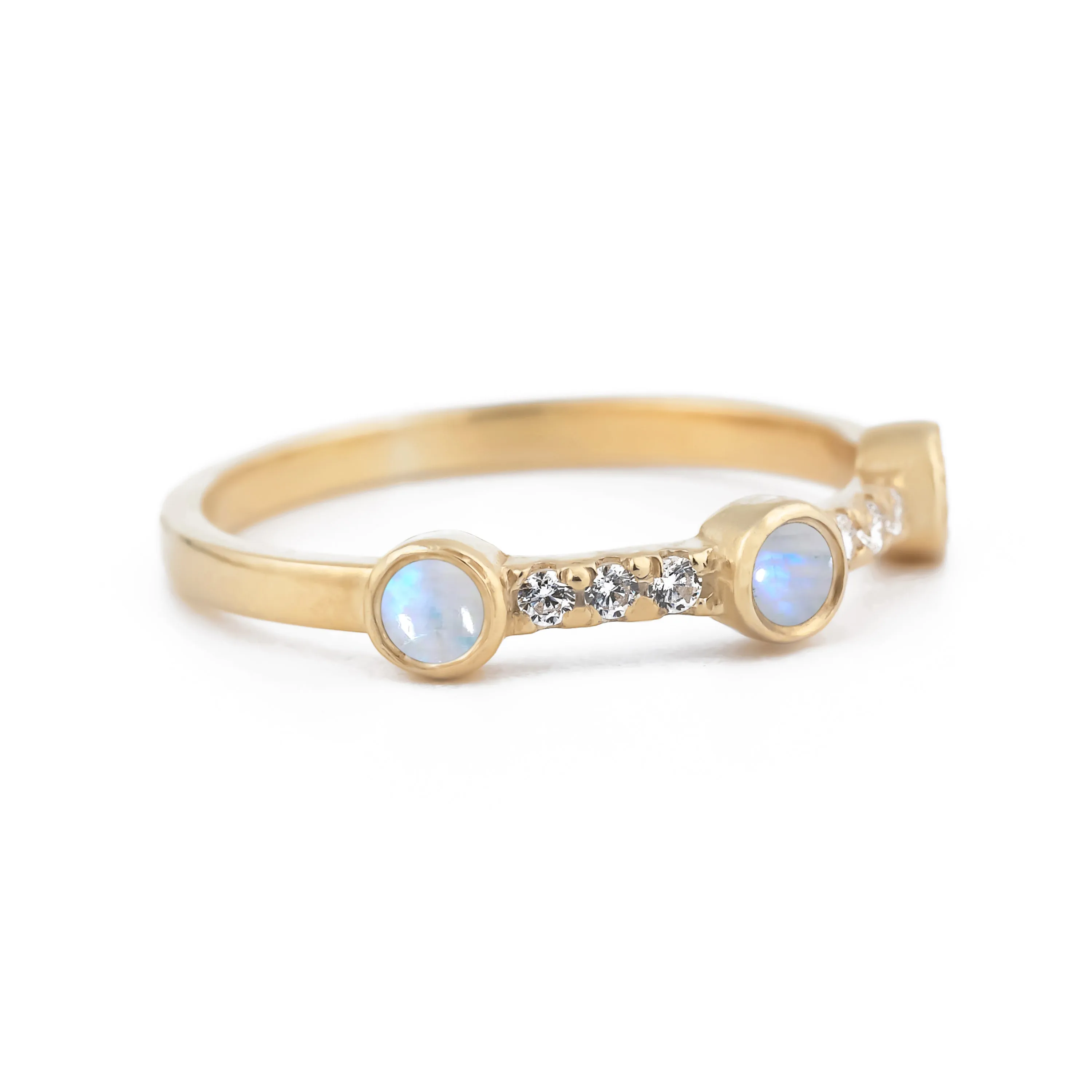 Sunlit Moonstone Diamond Ring
