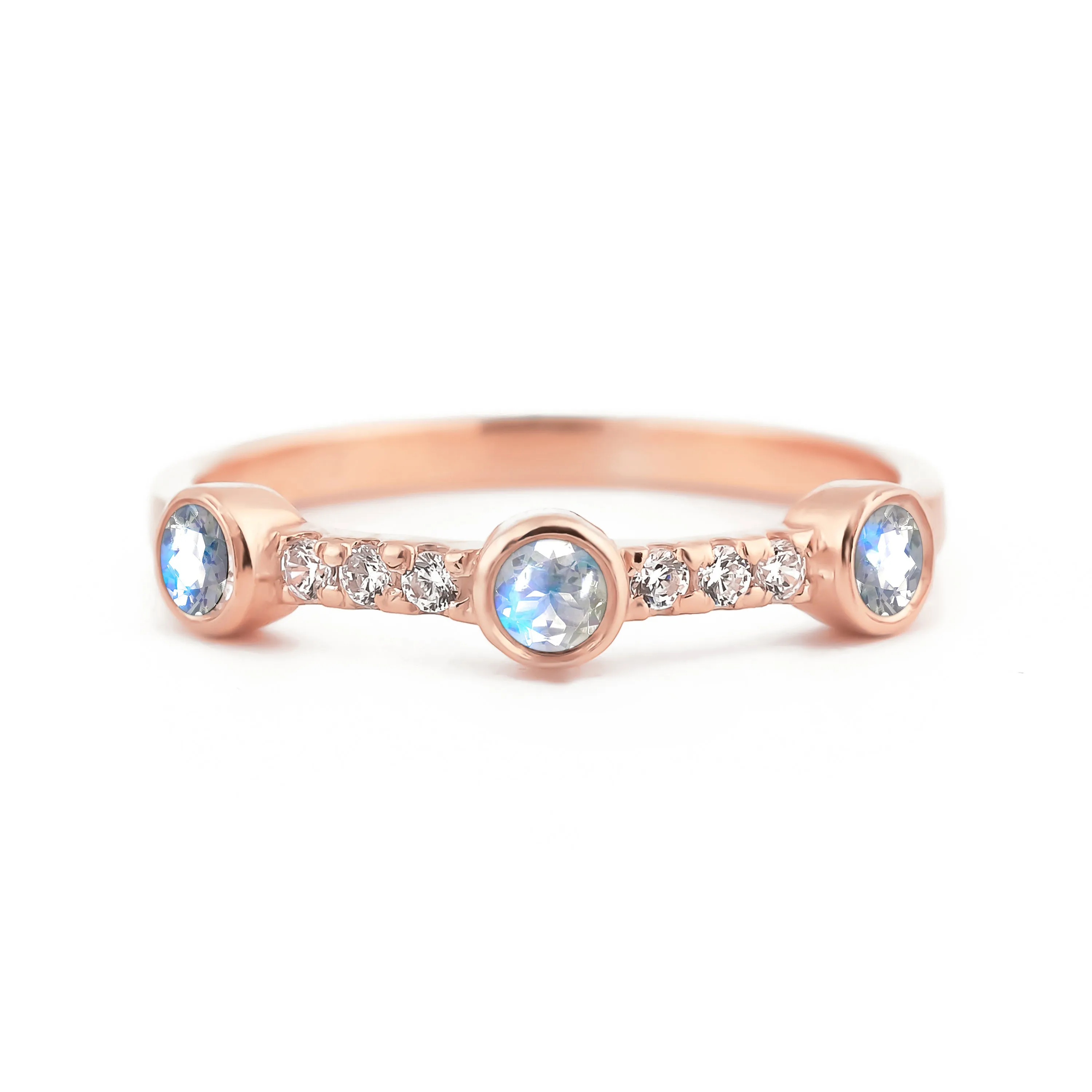 Sunlit Moonstone Diamond Ring