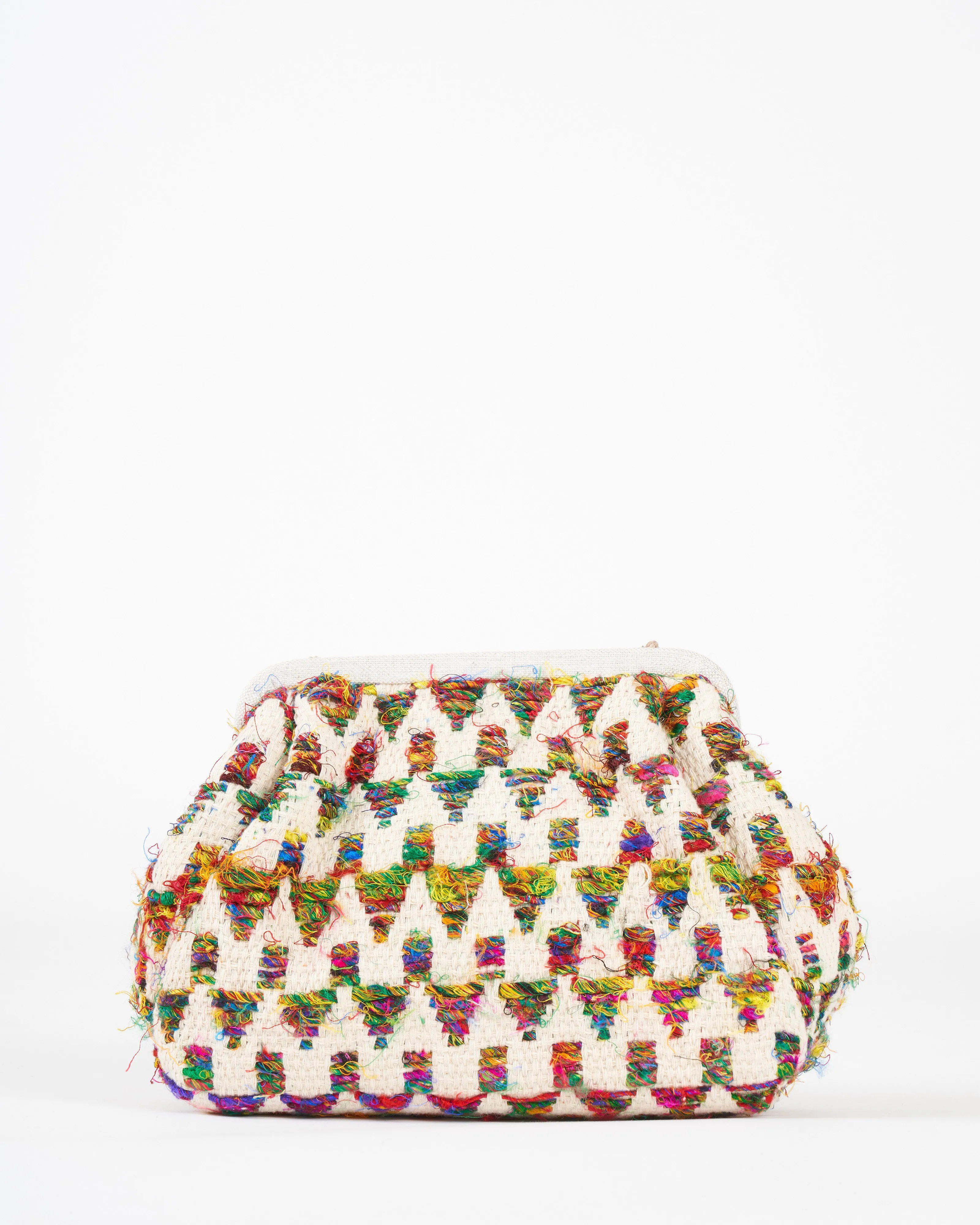 susan embroidered clutch - cream/multi
