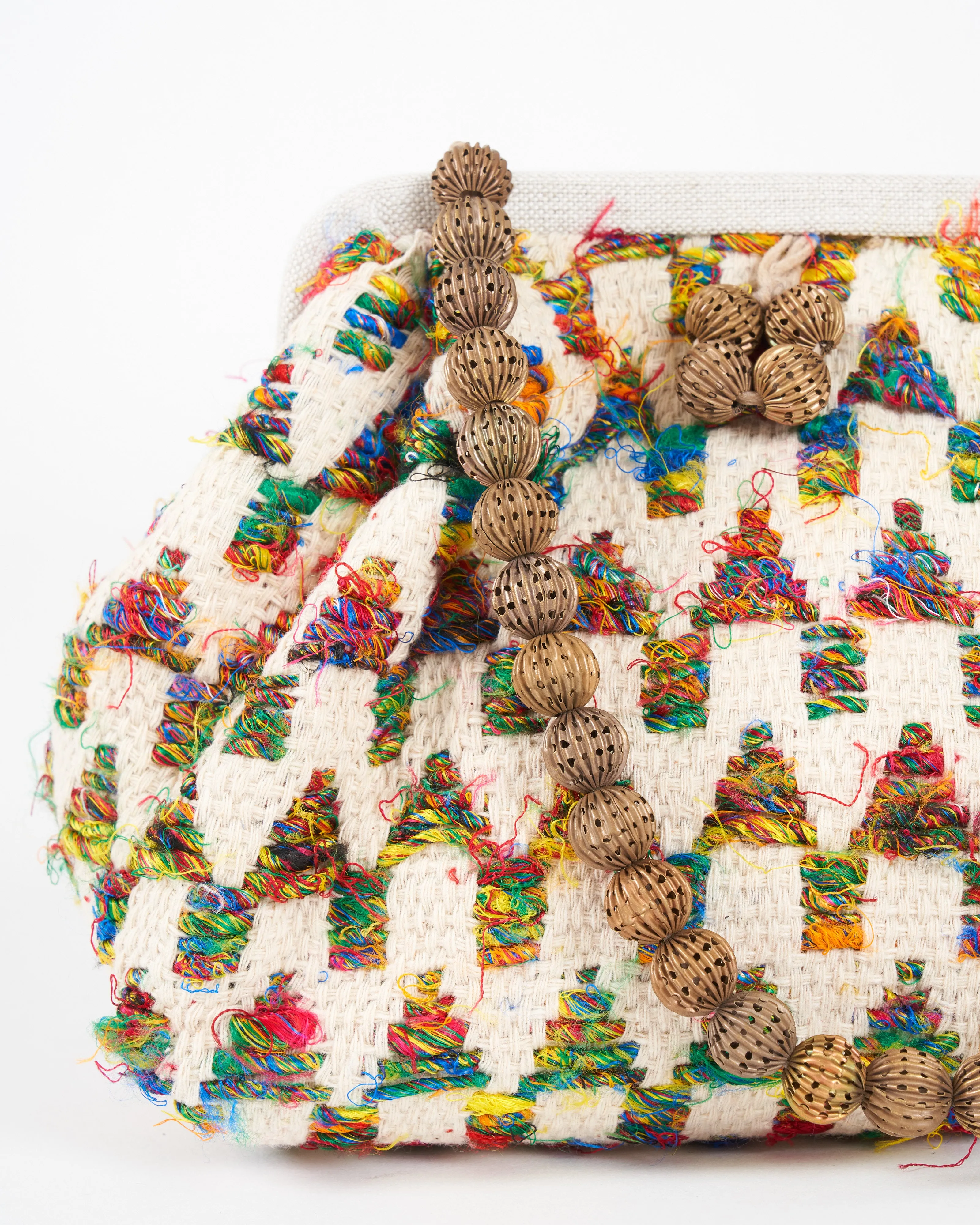 susan embroidered clutch - cream/multi