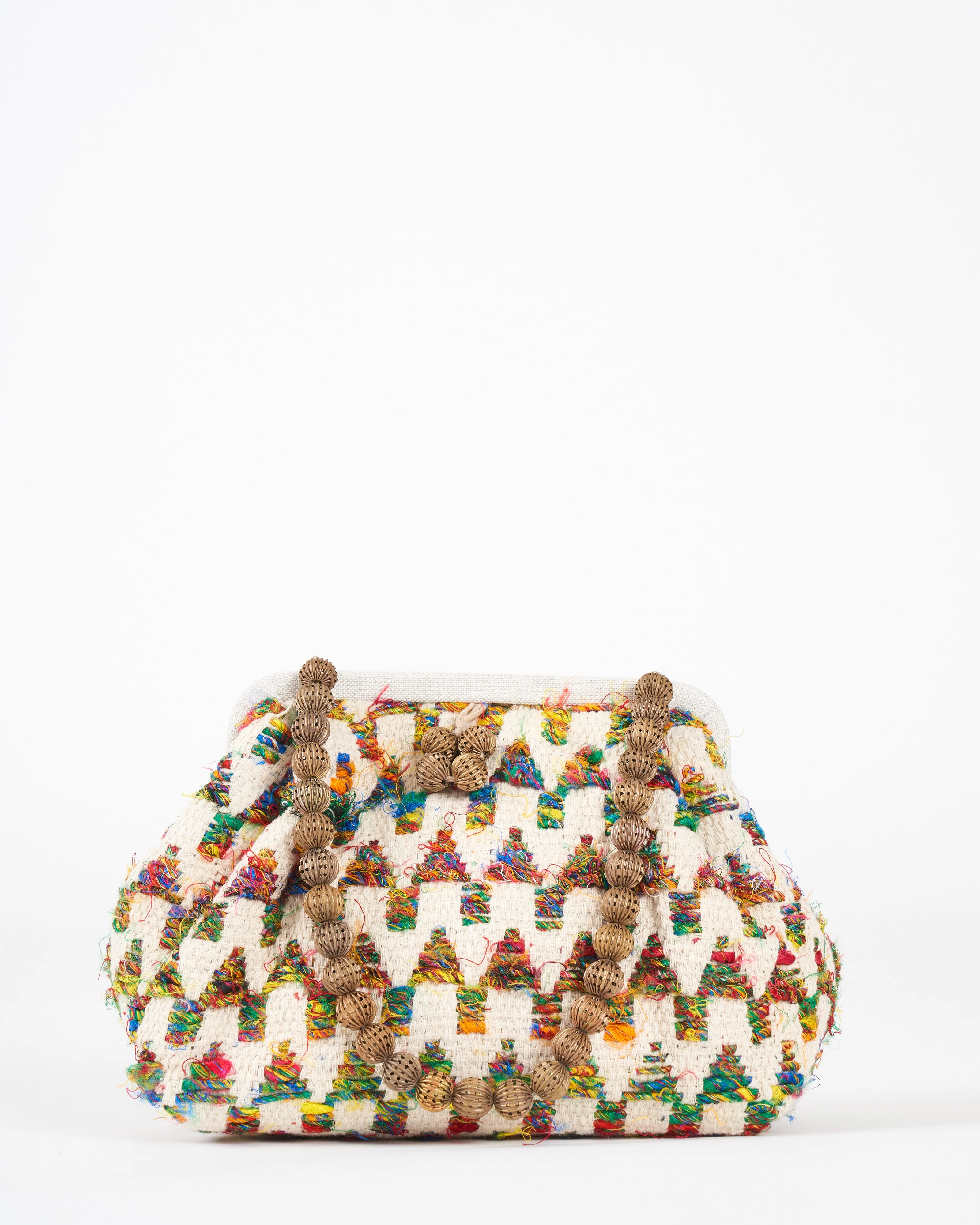 susan embroidered clutch - cream/multi