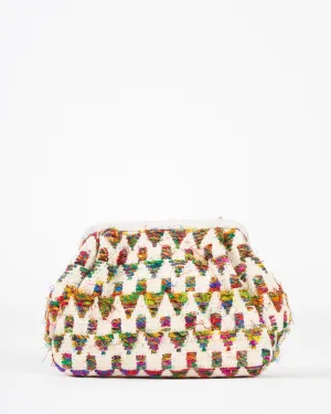 susan embroidered clutch - cream/multi