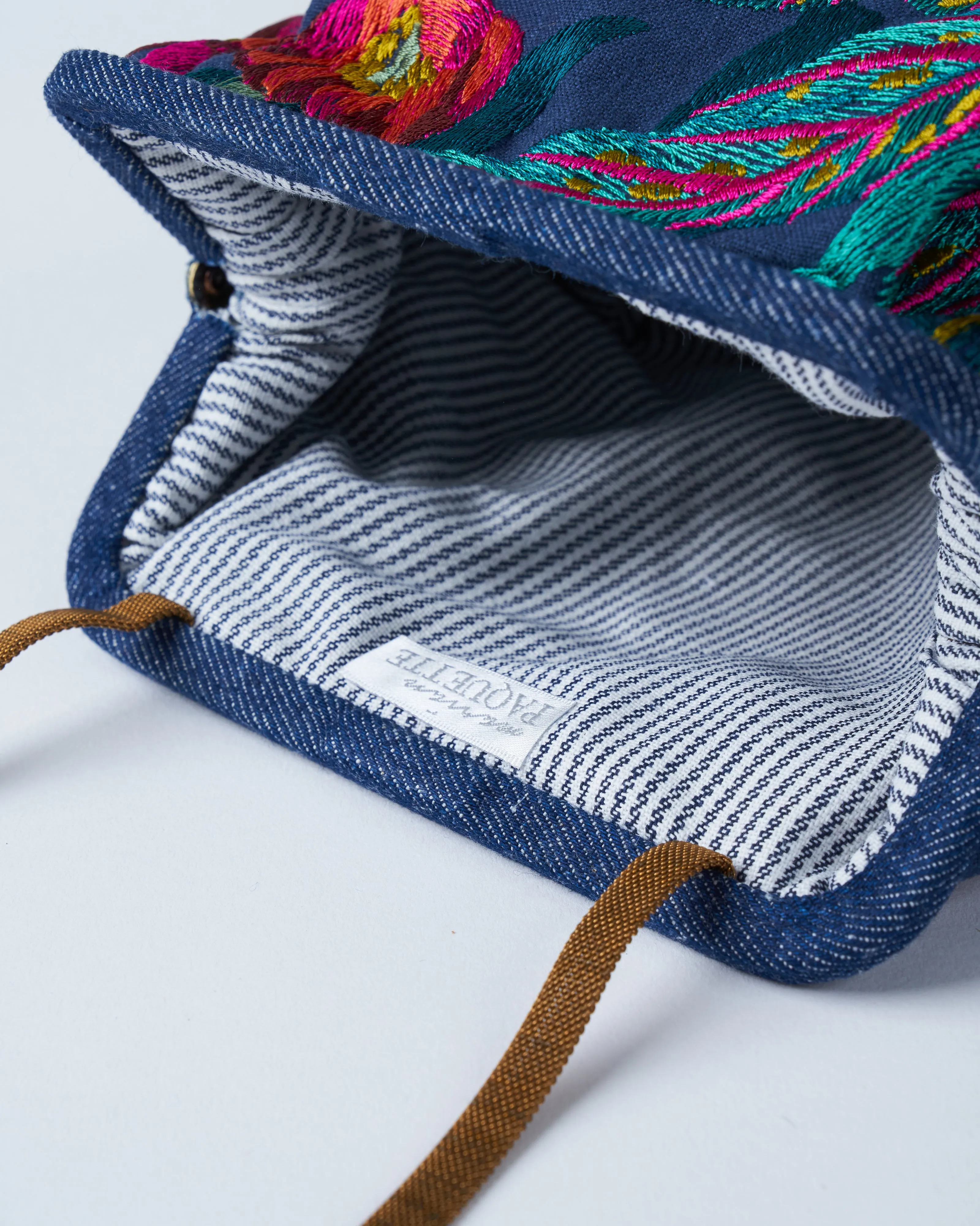 susan embroidered clutch - navy/multi