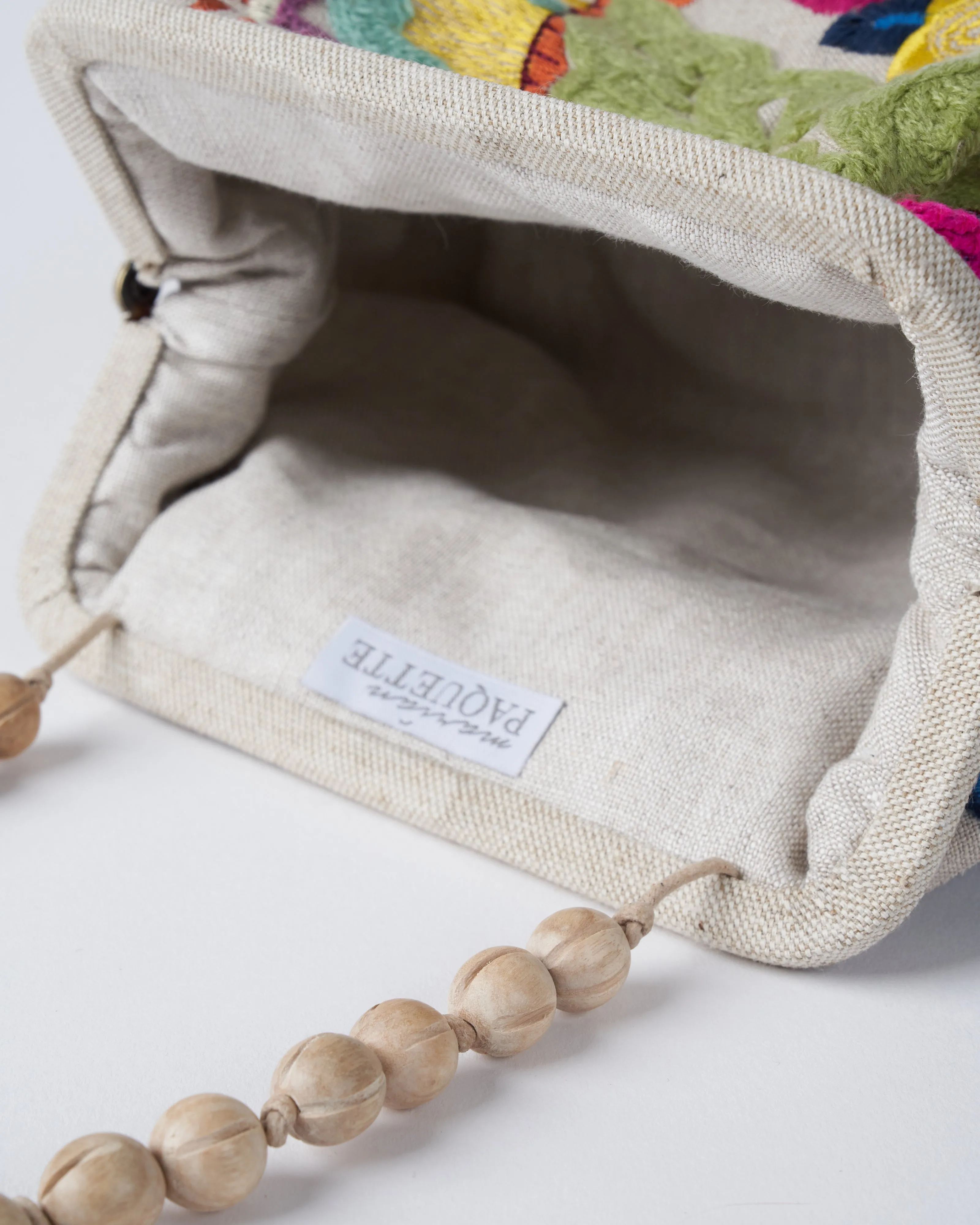susan embroidered clutch - tan/multi