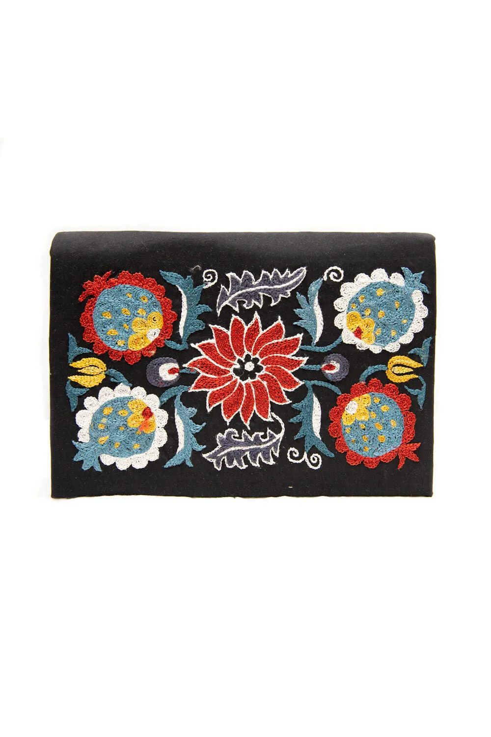 Suzani Embroidered Ikat Clutch