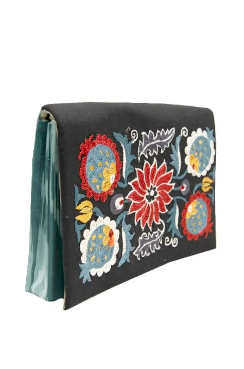 Suzani Embroidered Ikat Clutch