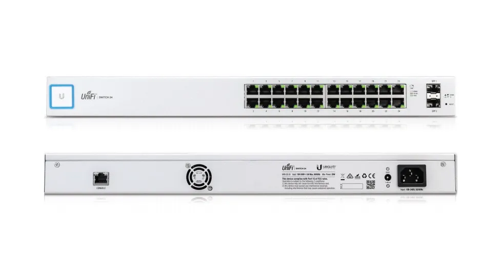 Switch Poe 24 Puertos Ubiquiti Us24500 W 500w Unifi, Blanco