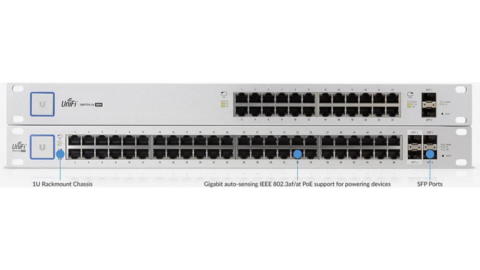Switch Poe 24 Puertos Ubiquiti Us24500 W 500w Unifi, Blanco
