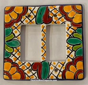 Talavera Pottery Double Rocker Switch Plate TDRSP012