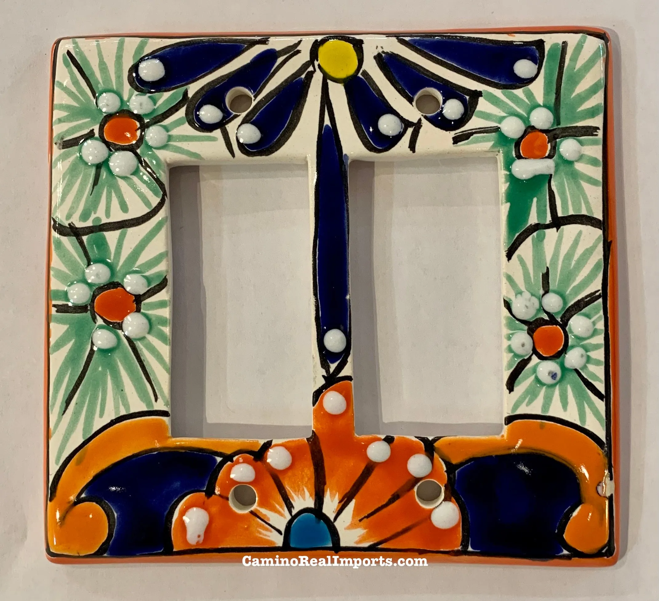 Talavera Pottery Double Rocker Switch Plate TDRSP015
