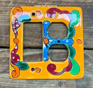 Talavera Pottery Double Switch Plate Toggle and Rocker TROSPDB003