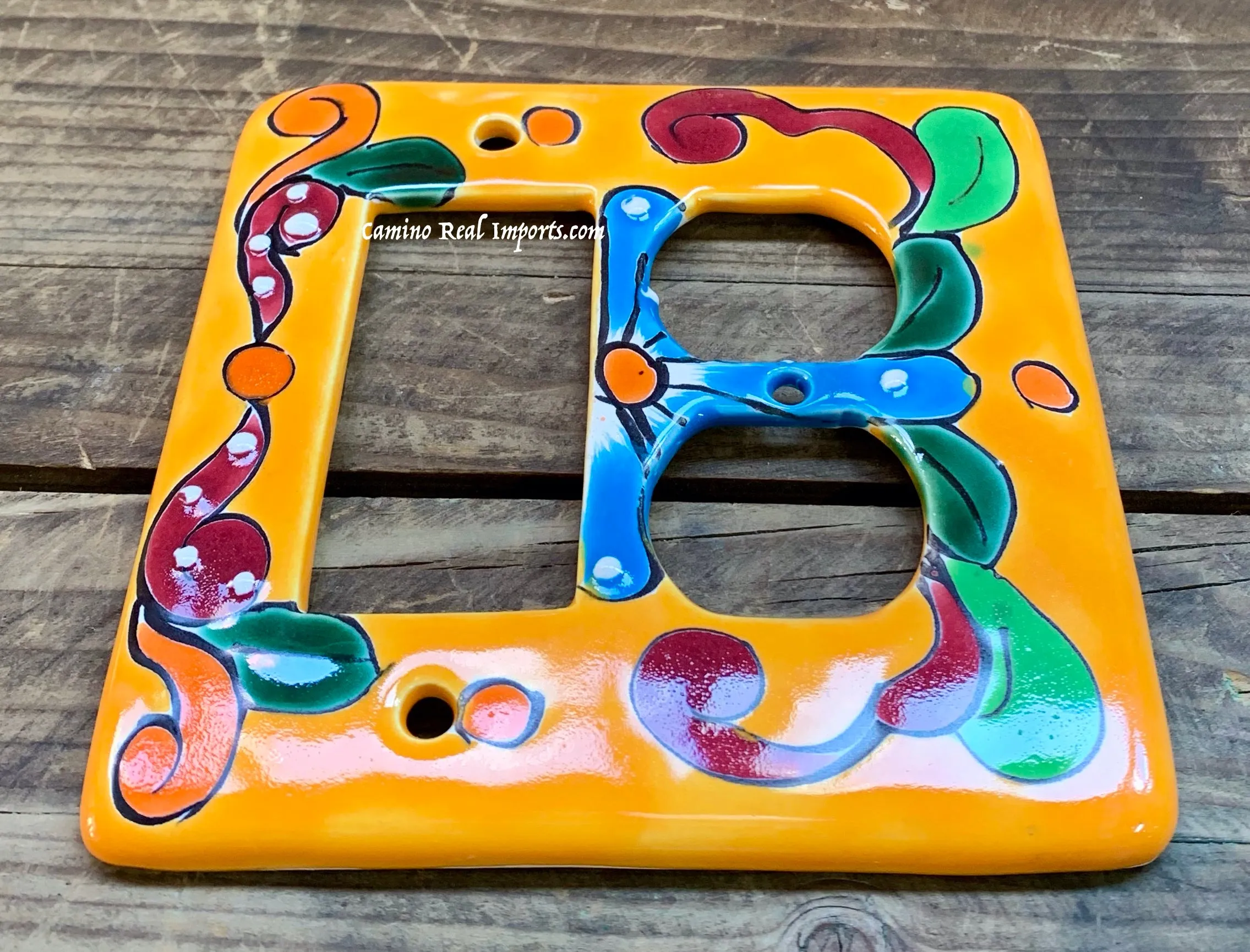 Talavera Pottery Double Switch Plate Toggle and Rocker TROSPDB003