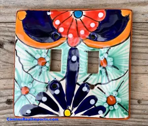 Talavera Pottery Double Toggle Switch Plate TTSPDB002