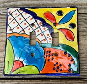 Talavera Pottery Double Toggle Switch Plate TTSPDB004