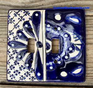 Talavera Pottery Double Toggle Switch Plate TTSPDB012