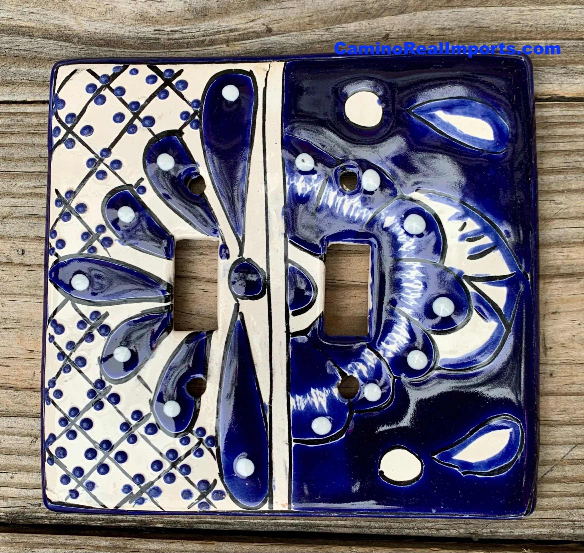 Talavera Pottery Double Toggle Switch Plate TTSPDB012