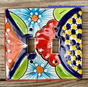 Talavera Pottery Double Toggle Switch Plate TTSPDB014
