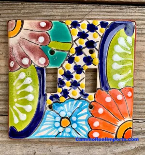 Talavera Pottery Double Toggle Switch Plate TTSPDB015