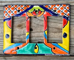 Talavera Pottery Triple Rocker Switch Plate T3RSP006