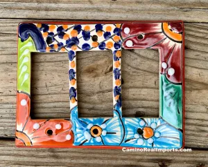 Talavera Pottery Triple Rocker Switch Plate T3RSP011