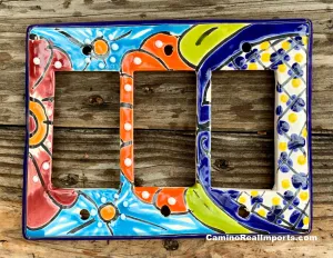 Talavera Pottery Triple Rocker Switch Plate T3RSP018