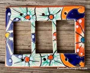 Talavera Pottery Triple Rocker Switch Plate T3RSP022