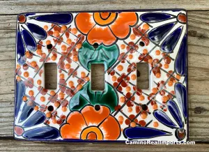 Talavera Pottery Triple Toggle Switch Plate T3TSP002