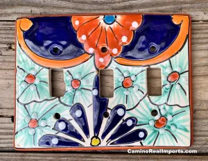 Talavera Pottery Triple Toggle Switch Plate T3TSP004