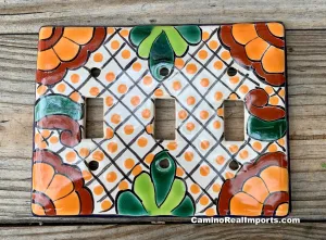 Talavera Pottery Triple Toggle Switch Plate T3TSP005