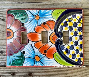 Talavera Pottery Triple Toggle Switch Plate T3TSP010