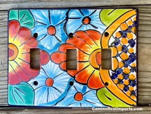 Talavera Pottery Triple Toggle Switch Plate T3TSP011