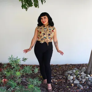 Tattoo Art Sleeveless Tie Crop Top #TKT