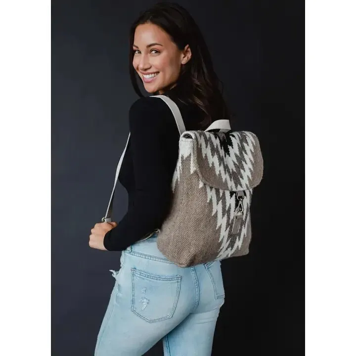 Taupe, Cream & Black Aztec Backpack