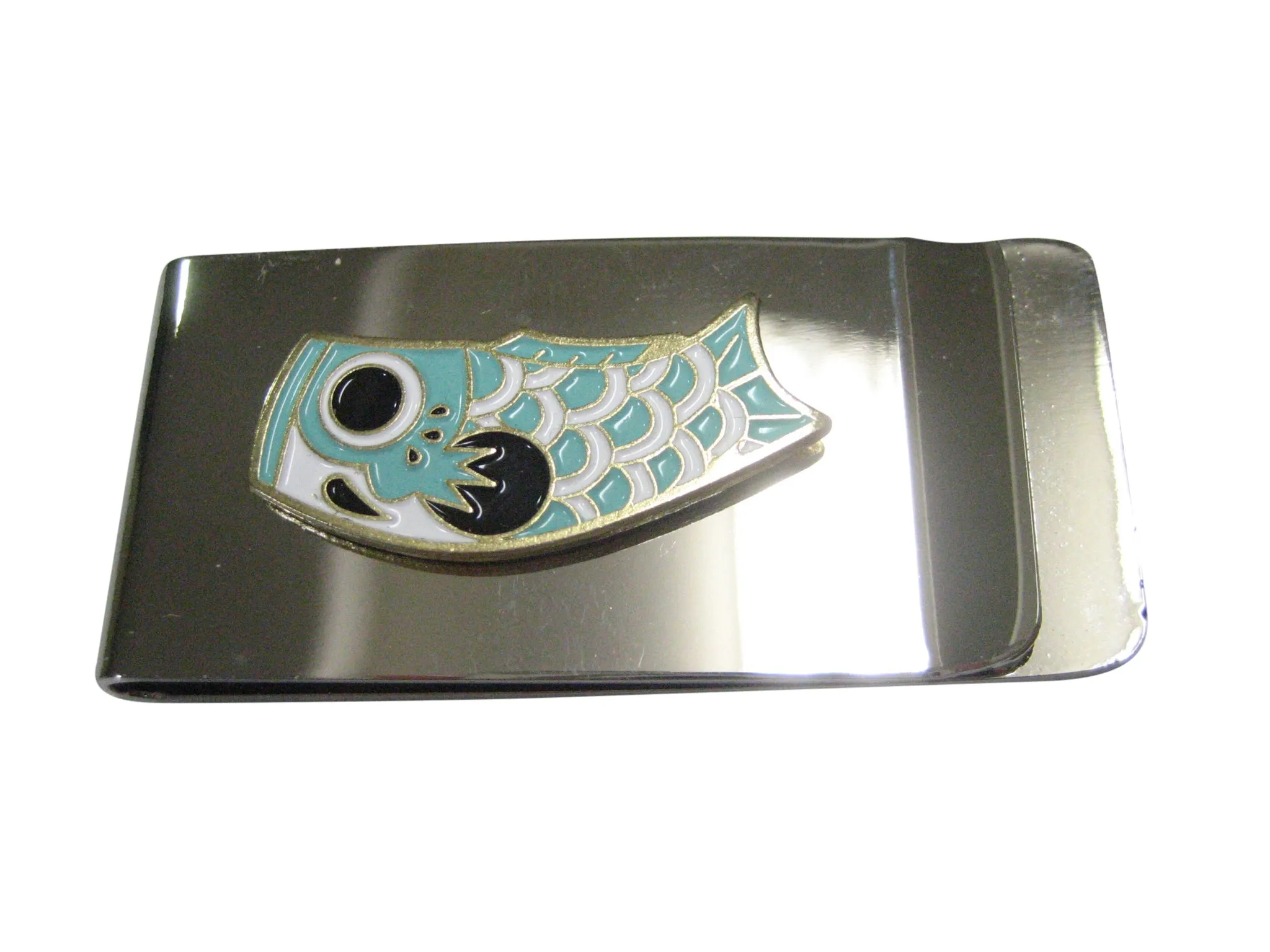 Teal Toned Festival Koi Flag Koinobori Money Clip