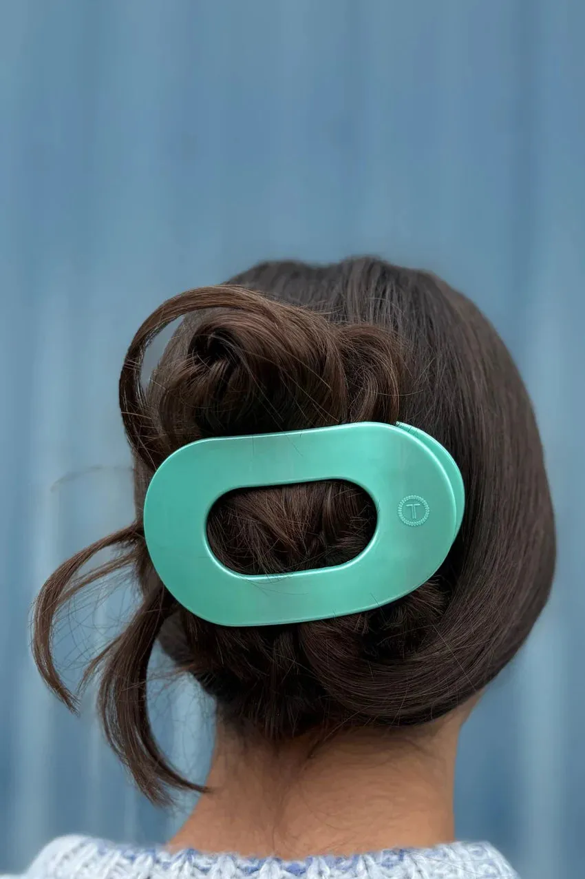 TELETIES | Large Flat Round Hair Clip {Totally Turquoise}