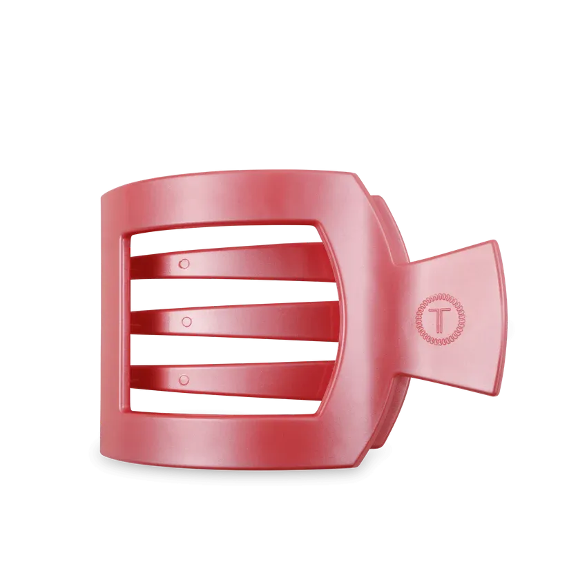 TELETIES | Large Square Flat Hair Clip {Calming Coral}