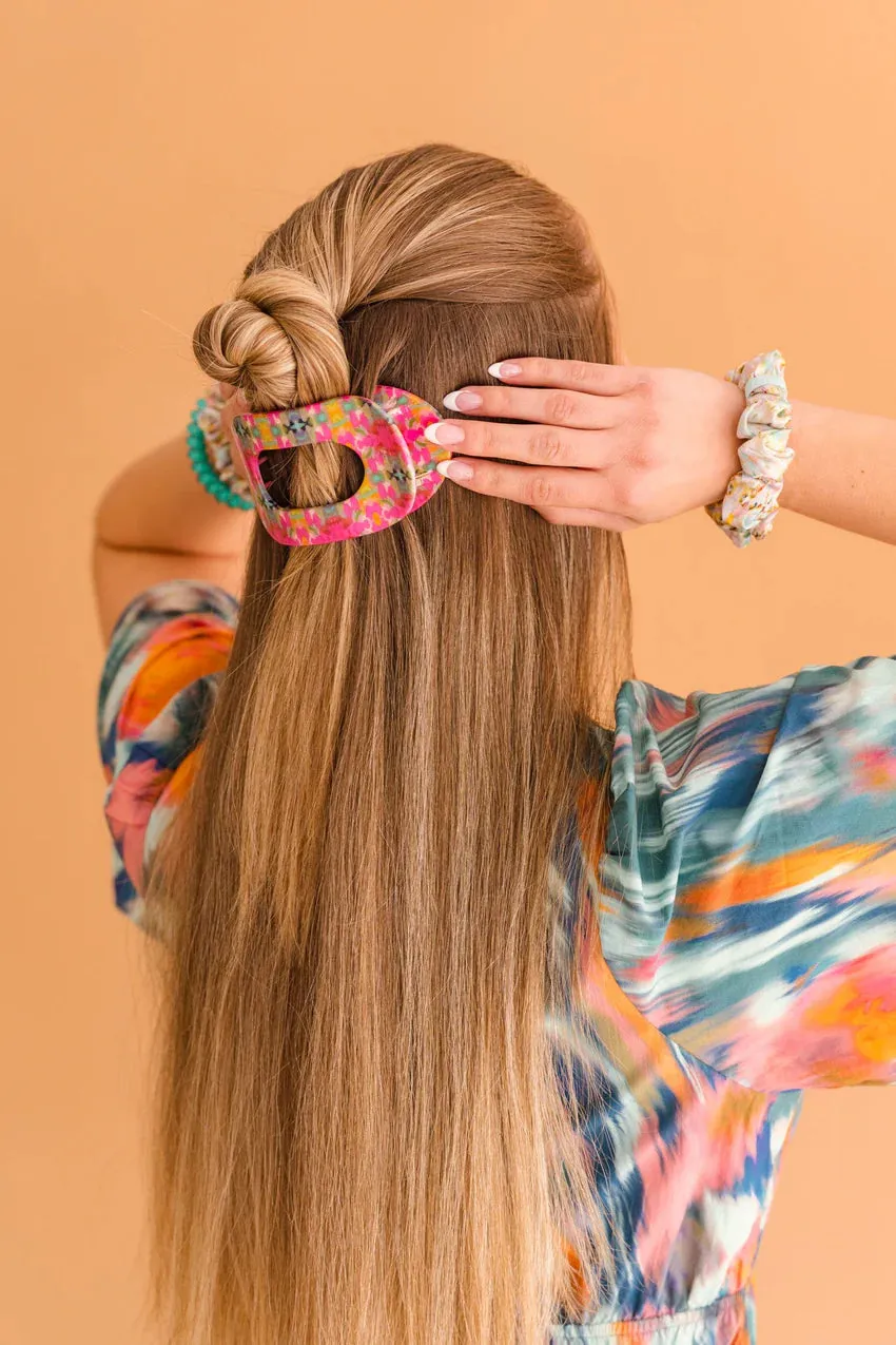 TELETIES | Medium Flat Round Hair Clip {Fuchsia Dream}