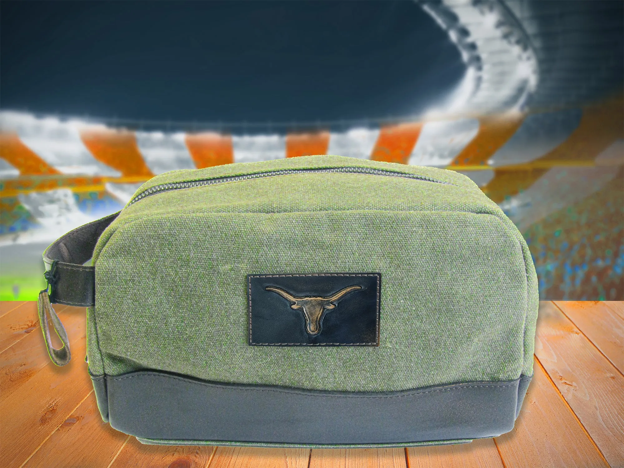 Texas Longhorns Waxed Canvas Toiletry Dopp Bag