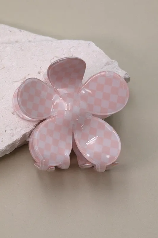 The Taytum Checker Flower Hair Claw Clip