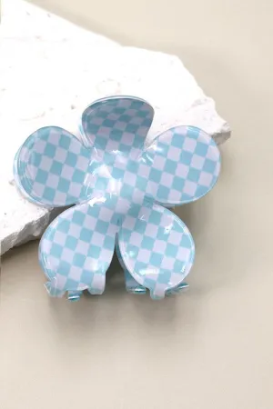 The Taytum Checker Flower Hair Claw Clip